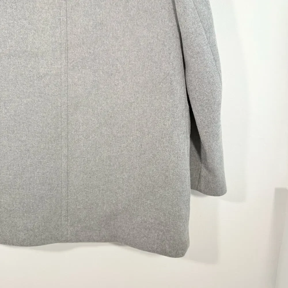 J. Crew Gray Wool Blend Faux Fur Trim Hooded Parka Coat Size 0